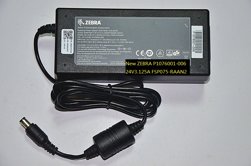 New ZEBRA P1076001-006 FSP075-RAAN2 24V 3.125A AC/DC ADAPTER POWER SUPPLY - Click Image to Close